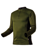 Pánské funkční triko PFANNER Zipp-Neck s dlouhým rukávem,olivová